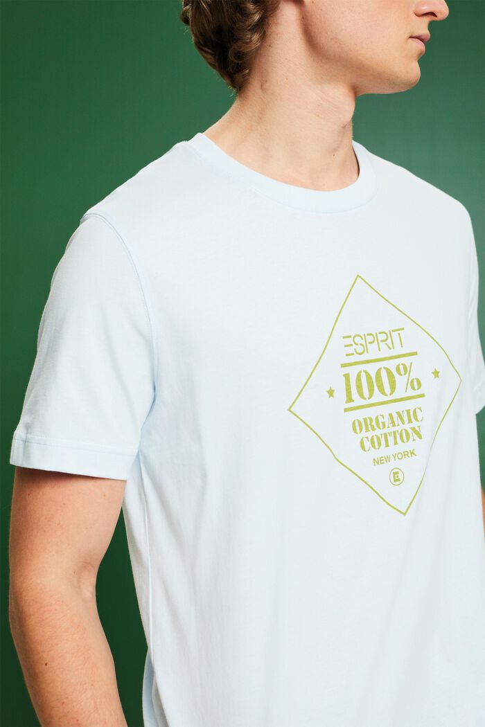 T-shirt met logoprint van katoen, PASTEL BLUE, detail image number 3