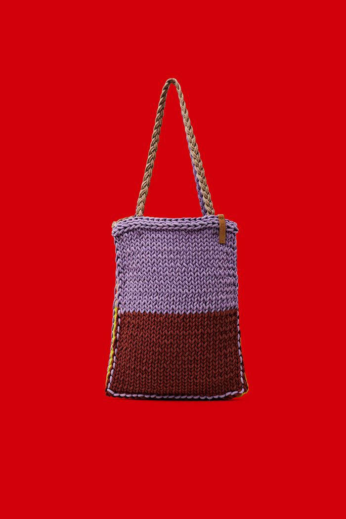 Gehaakte katoenen tote bag met colour blocks, MULTI COLOUR, detail image number 0