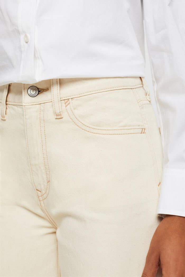 Retro jeans met hoge taille en wijde pijpen, OFF WHITE, detail image number 4