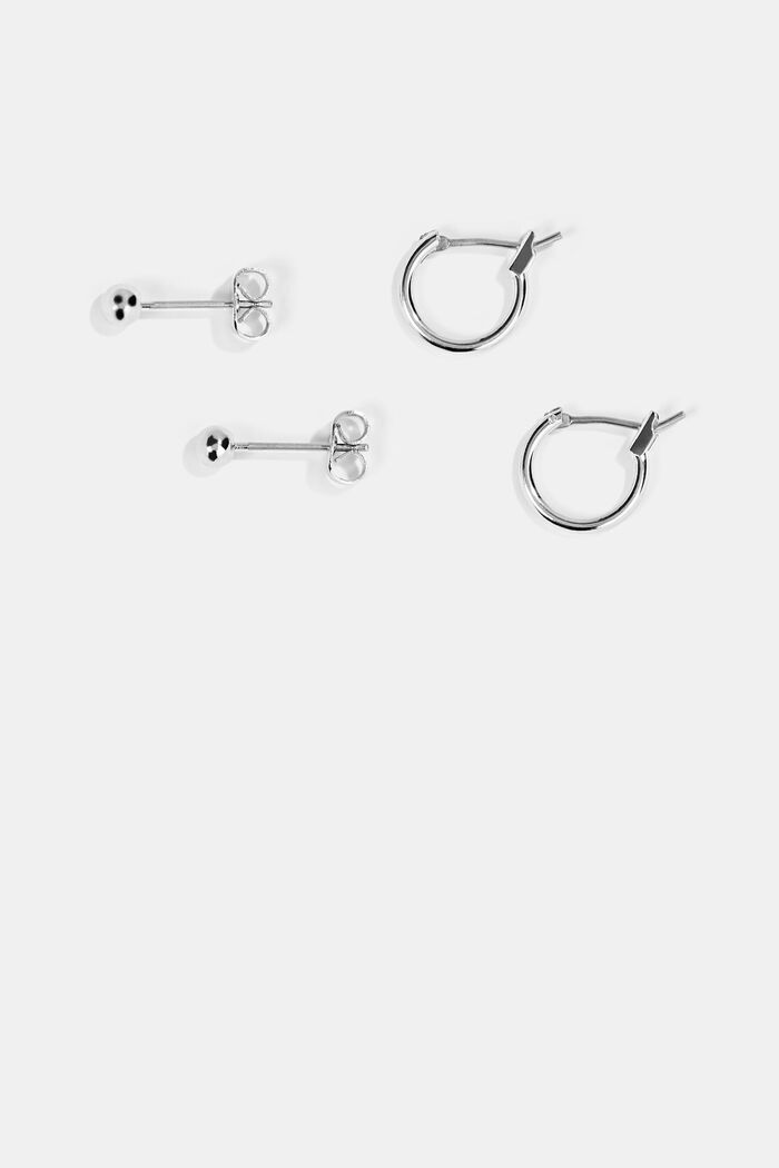 2 paires de clous d’oreilles en métal, SILVER, detail image number 0