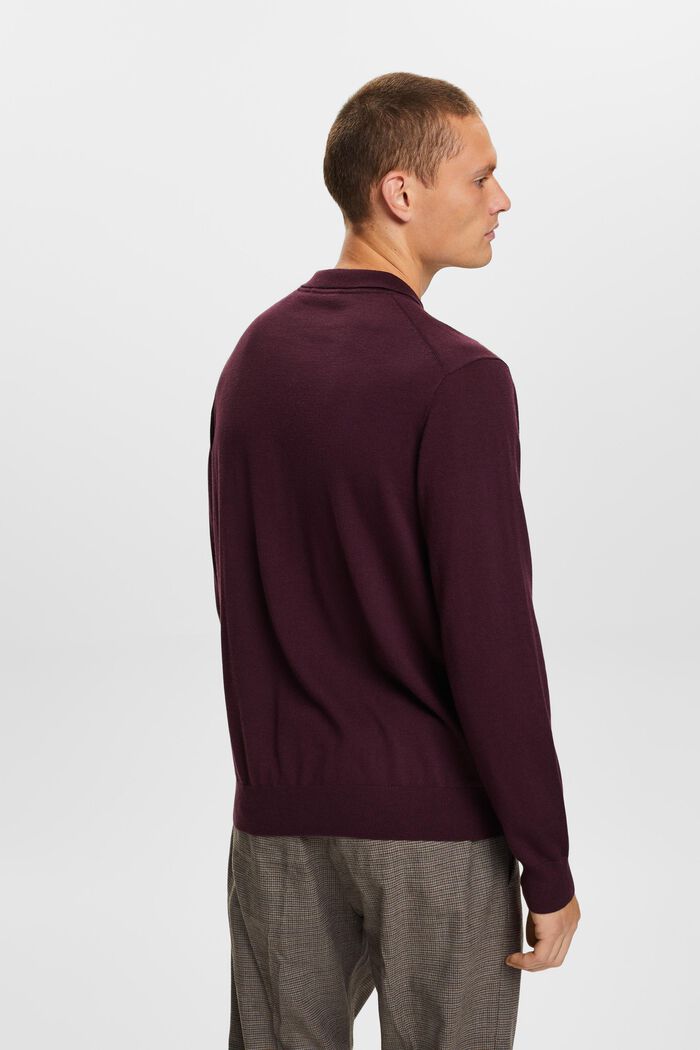 Wollen polosweater, AUBERGINE, detail image number 3
