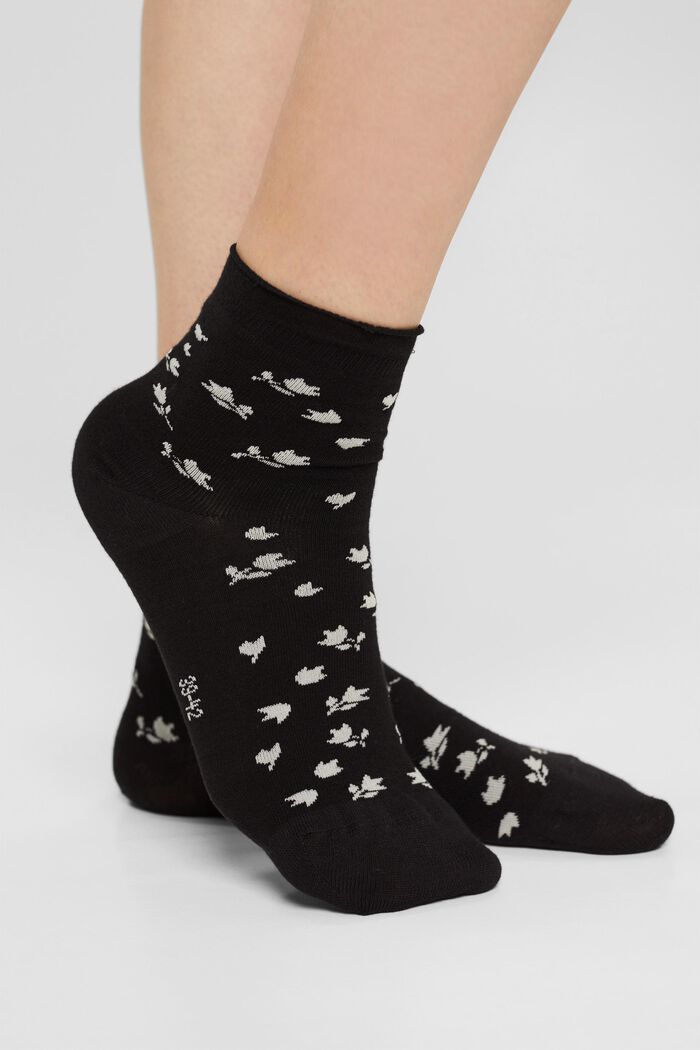Set van twee paar short sokken van een mix van biologisch katoen, BLACK, detail image number 2