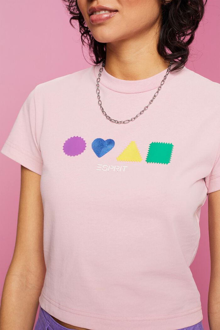 T-shirt van organic cotton met geometrische print, PINK, detail image number 2