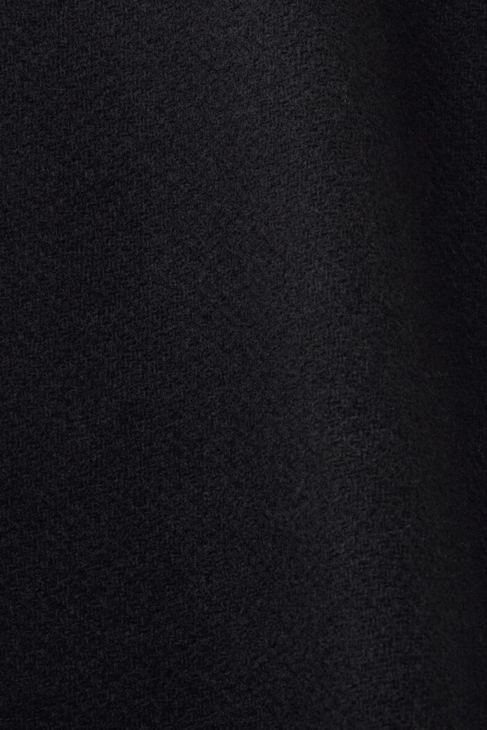 Manteau à capuche amovible en laine mélangée, BLACK, detail image number 5