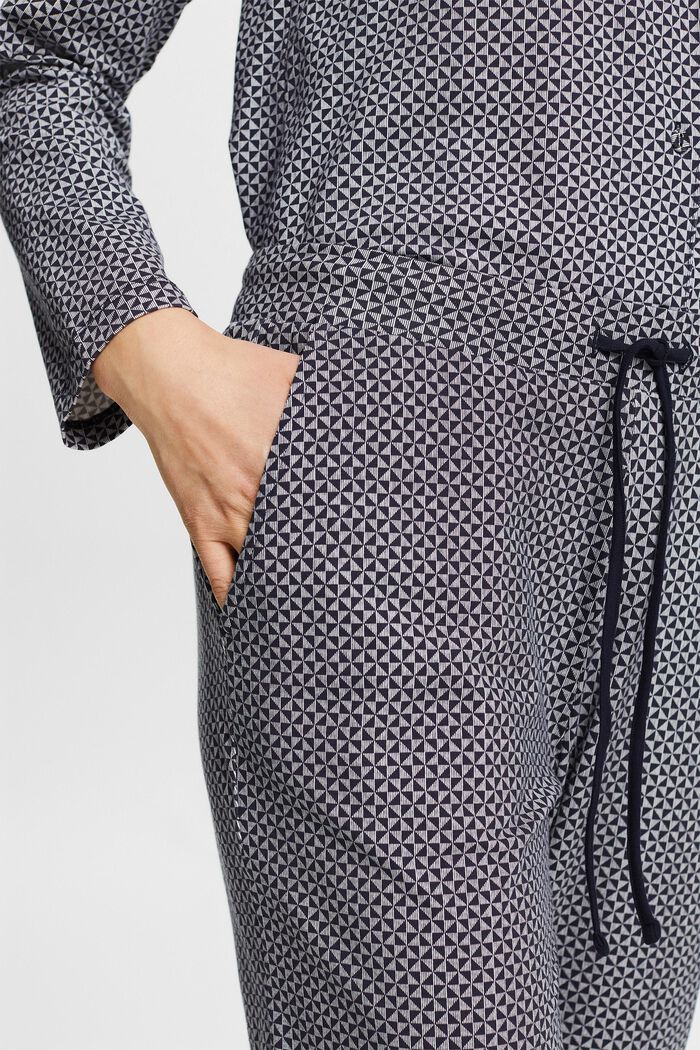 Jersey broek met print en kant, NAVY, detail image number 2
