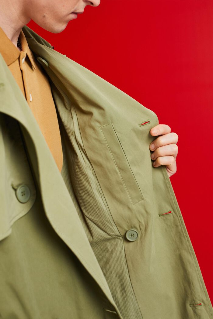 Trench-coat court à capuche, OLIVE, detail image number 4
