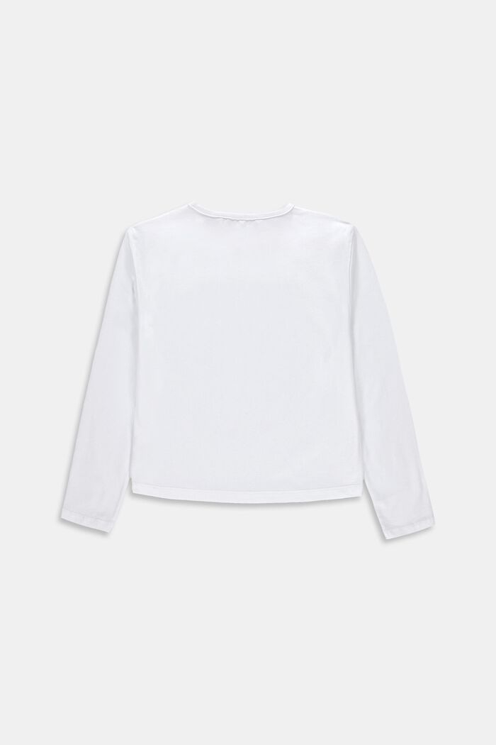 Cropped boxy shirt met glanzende print, WHITE, detail image number 1