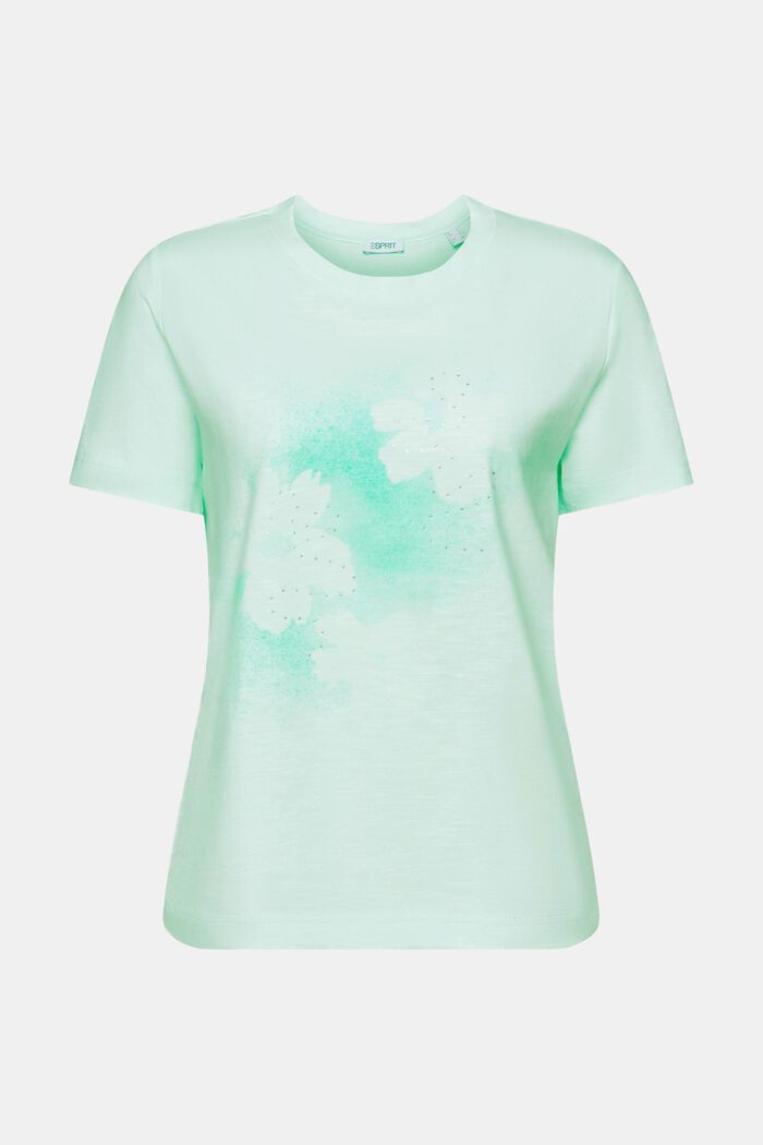 T-shirt van slubgarens met print, LIGHT AQUA GREEN, detail image number 6