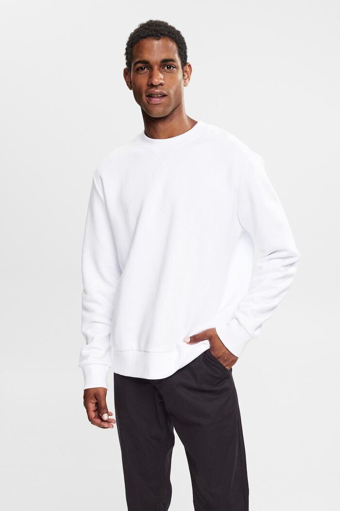 Gerecycled: effen sweatshirt, WHITE, detail image number 0