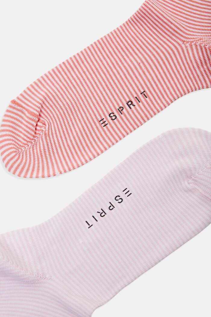 Gestreepte sokken met opgerolde manchetten, organic cotton, ROSE/PINK, detail image number 1