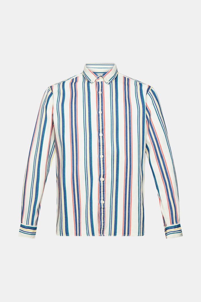 Chemise à col boutonné et rayures horizontales multicolores