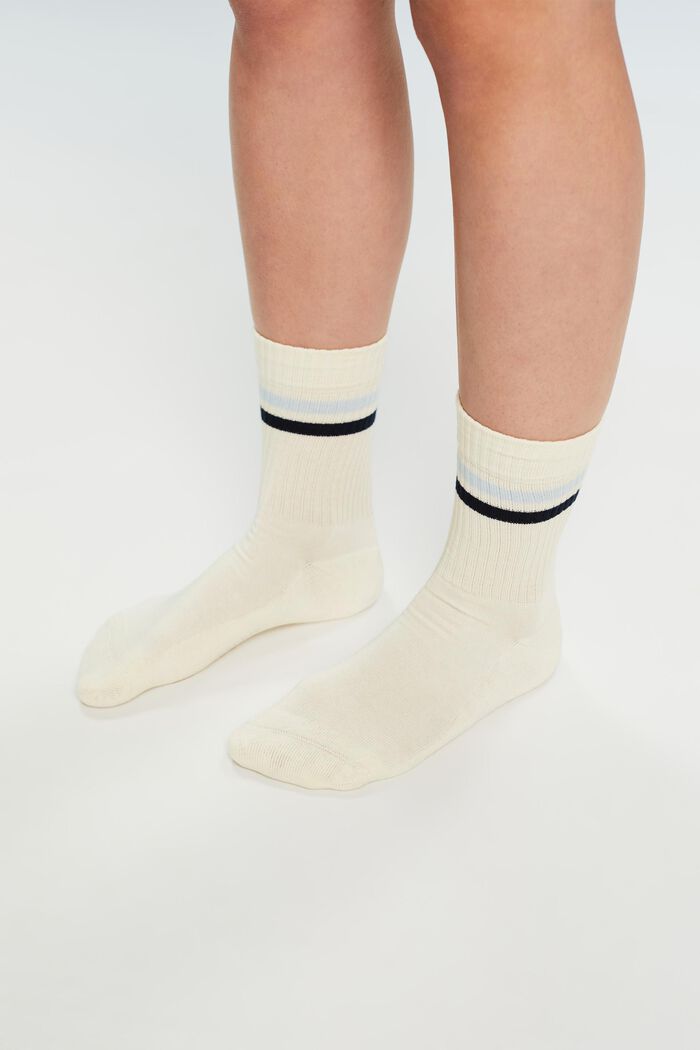 2-pak ribgebreide sokken, OFF WHITE/NAVY, detail image number 1