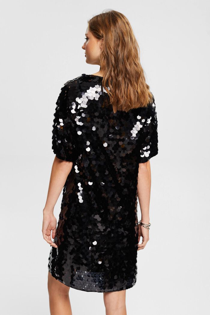 Mini-jurk met grote pailletten, LENZING™ ECOVERO™, BLACK, detail image number 3