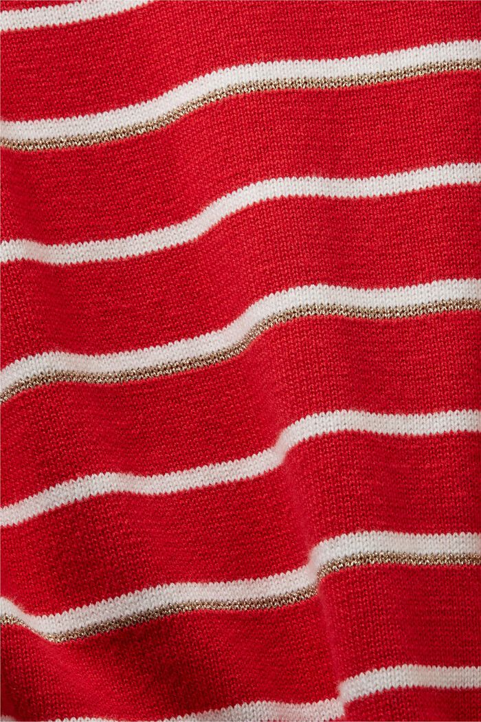 Gebreide trui met strepen en kasjmier, RED, detail image number 5