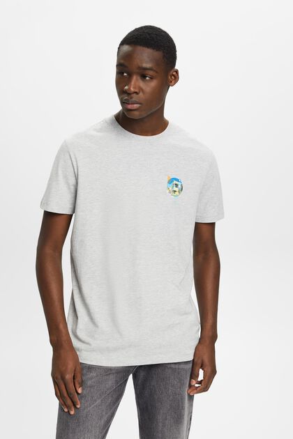 T-shirt de coupe Slim Fit orné d’un petit imprimé sur la poitrine, LIGHT GREY, overview