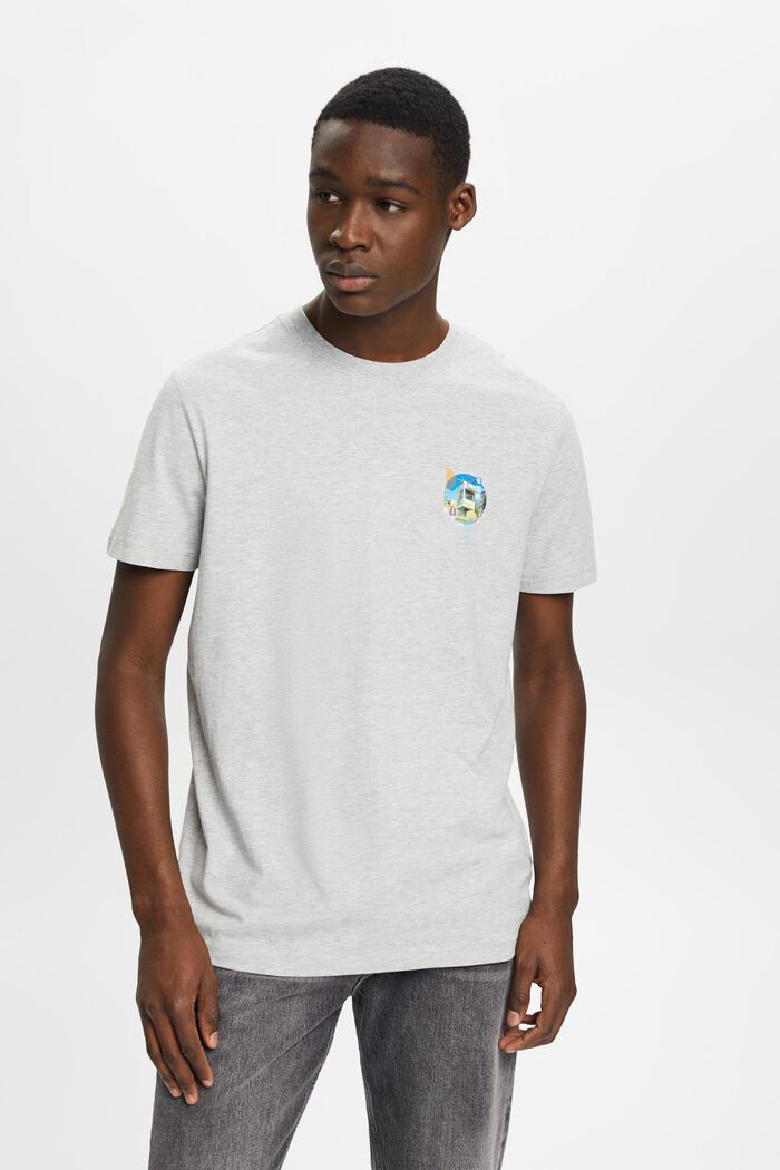 T-shirt de coupe Slim Fit orné d’un petit imprimé sur la poitrine, LIGHT GREY, detail image number 0