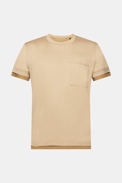 T-shirt à encolure ronde et effet superposé, 100 % coton