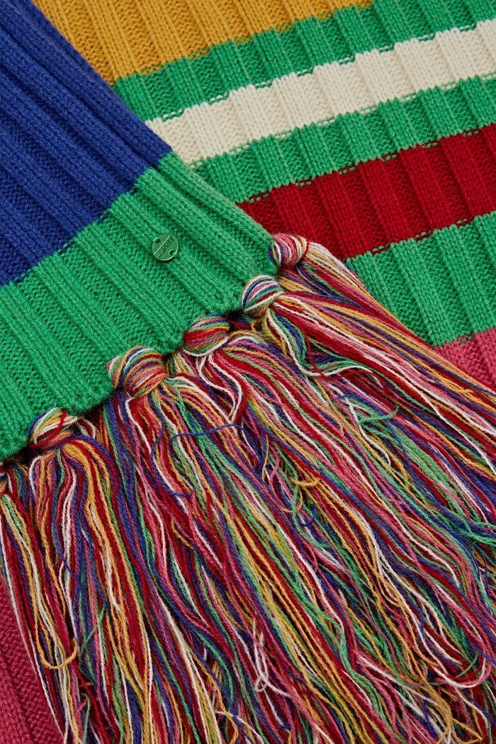 Ribgebreide sjaal in regenboogkleuren, PINK FUCHSIA, detail image number 1