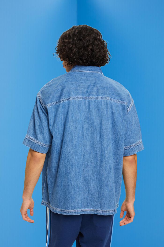 Denim overhemd met drukknoopsluiting, BLUE MEDIUM WASHED, detail image number 3