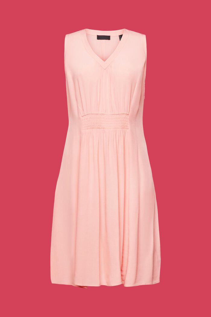 Gesmokte, getailleerde jurk in A-lijn, PINK, detail image number 6