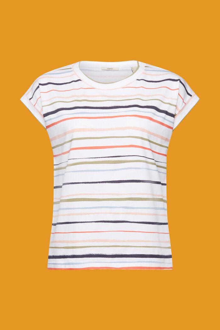 T-shirt met strepen, 100% katoen, WHITE, detail image number 6