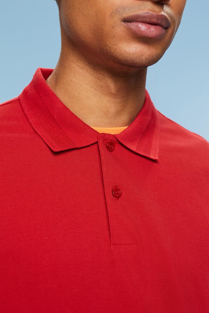 Poloshirt van katoen-piqué, DARK RED, detail image number 4