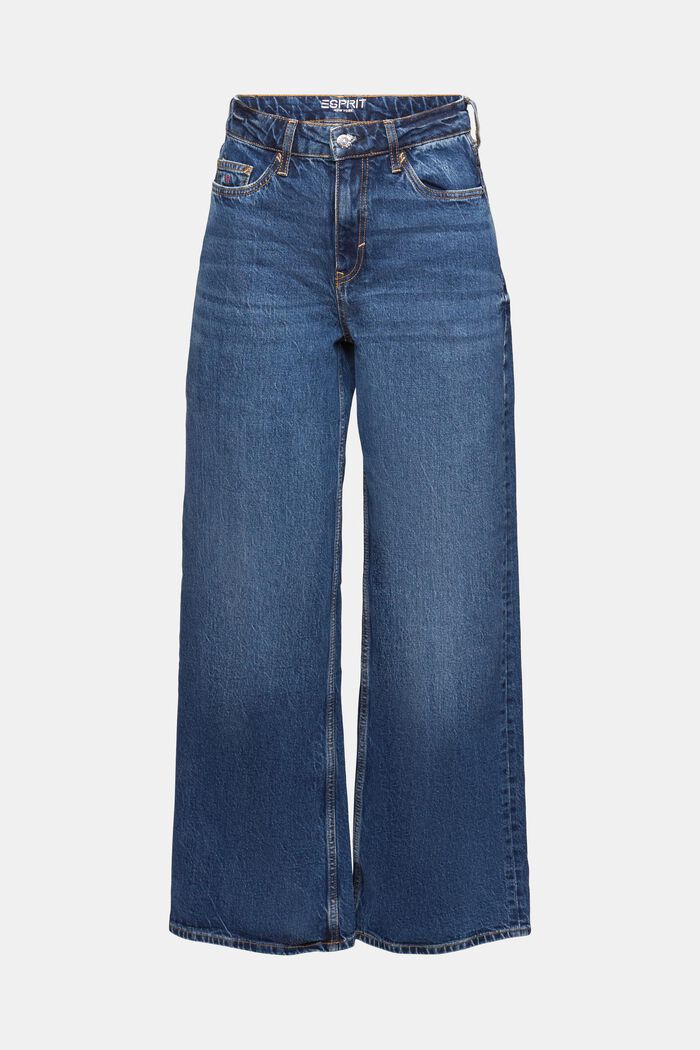 Wide fit jeans in retrolook met hoge taille, BLUE LIGHT WASHED, detail image number 7