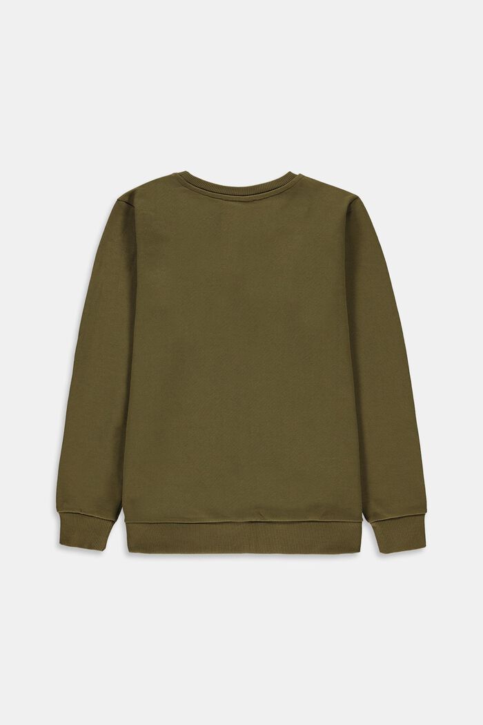 Sweatshirt met print, 100% katoen, OLIVE, detail image number 1