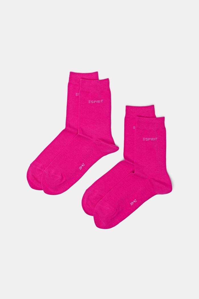 Set van 2 paar sokken met gebreid logo, organic cotton, HOT PINK, detail image number 0