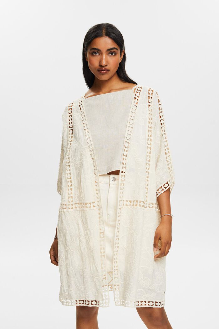 Kanten poncho met open voorpand, OFF WHITE, detail image number 0