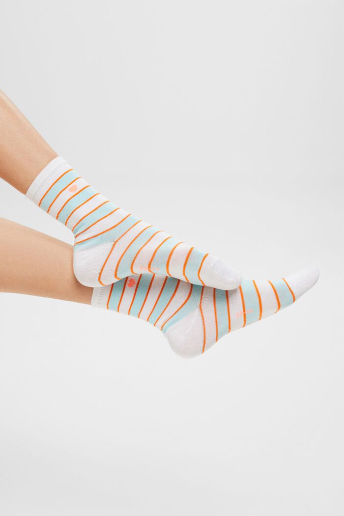 2 paar gestreepte sokken, WHITE, detail image number 1