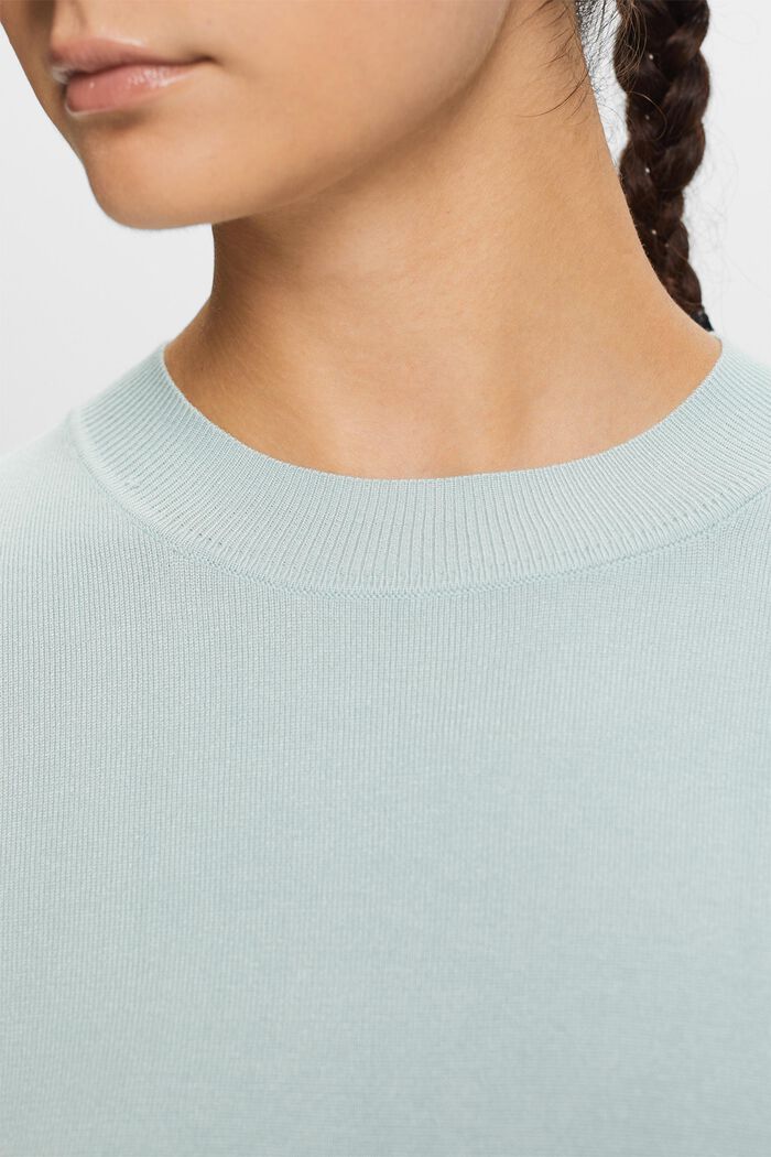 Pull-over rayé à col rond, LIGHT AQUA GREEN, detail image number 1