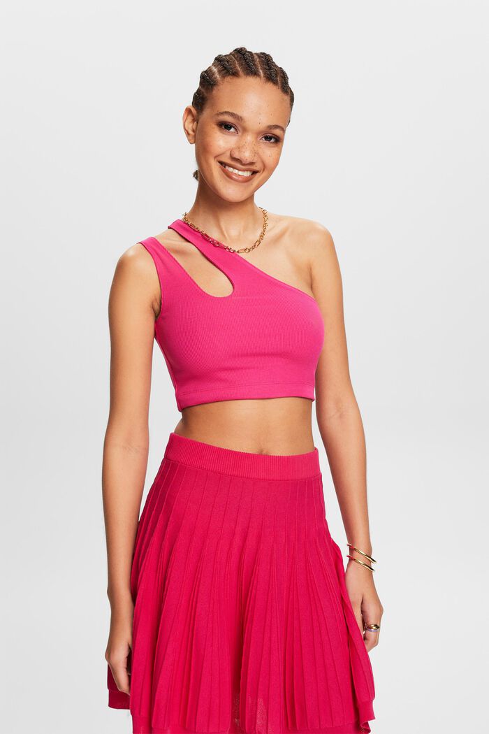 Cropped one-shoulder top, PINK FUCHSIA, detail image number 4