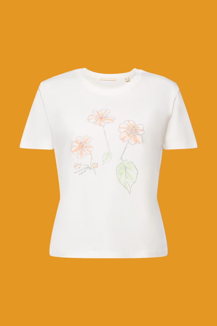 Katoenen T-shirt met bloemetjesprint, OFF WHITE, detail image number 6