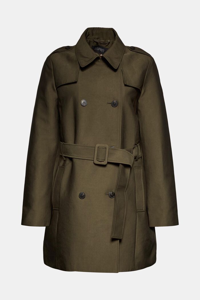 Trench-coat en coton mélangé, OLIVE, detail image number 0