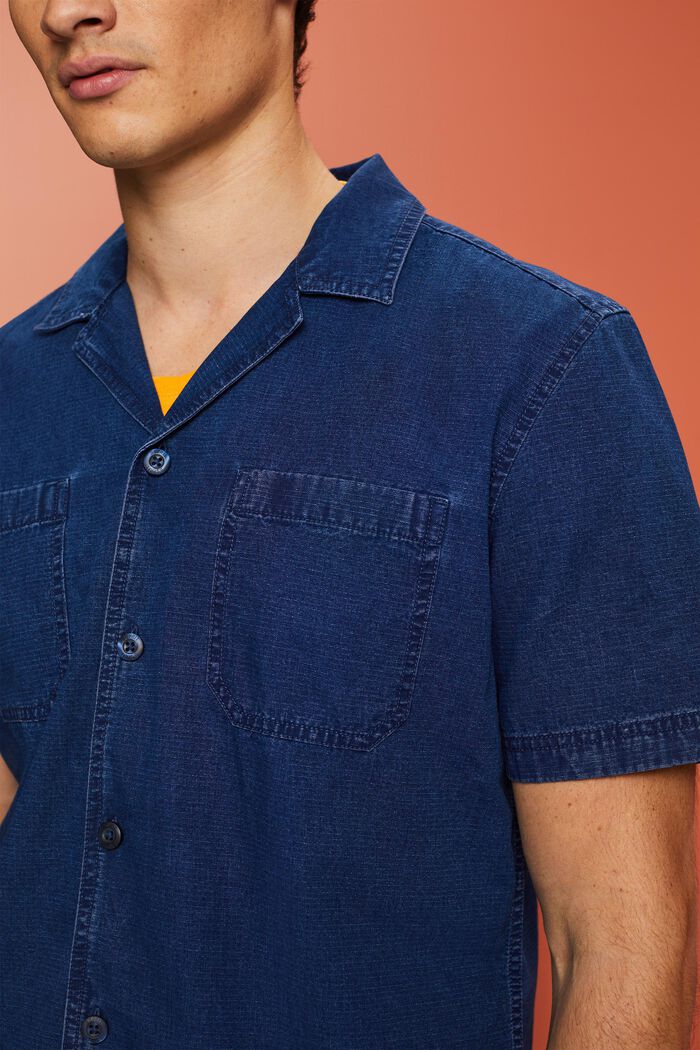 Chemise à manches courtes en jean, 100 % coton, BLUE DARK WASHED, detail image number 2