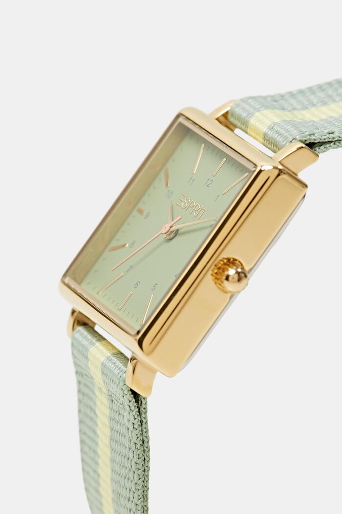 Horloge van edelstaal met geweven bandje, GREEN, detail image number 1