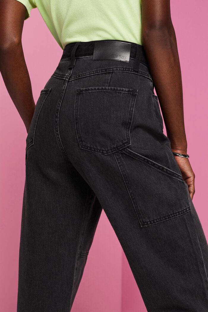 Retro jeans met hoge taille en wijde pijpen, BLACK MEDIUM WASHED, detail image number 2