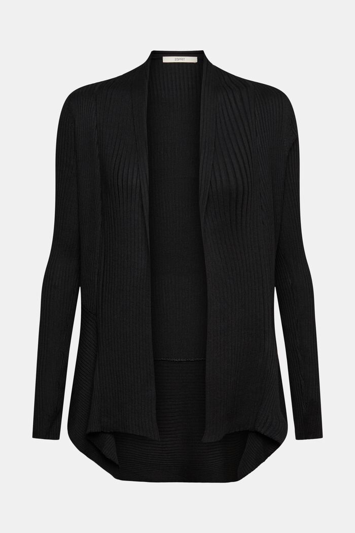 Ribgebreid vest met een asymmetrische zoom, BLACK, detail image number 5
