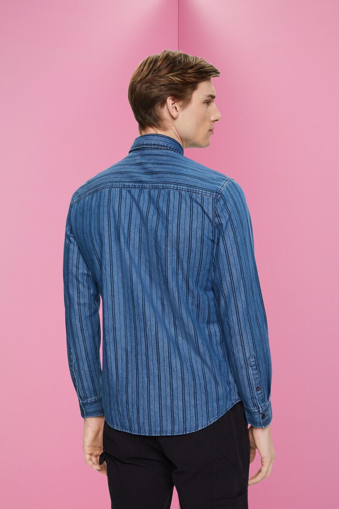 Chemise en jean de coupe Slim Fit à rayures, NAVY/BLUE, detail image number 3
