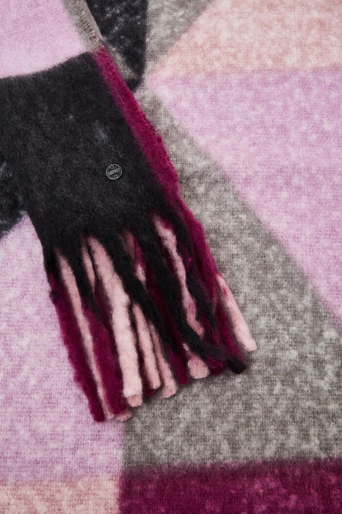 Sjaal met meerkleurig motief, ANTHRACITE, detail image number 1
