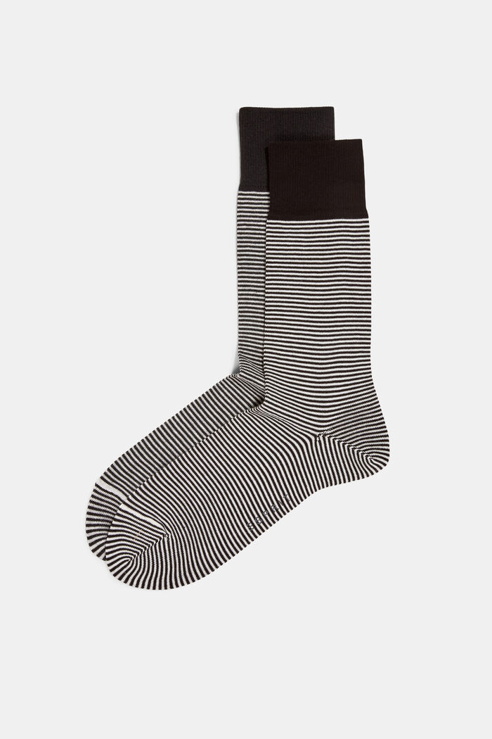 Set van 2 paar gestreepte sokken van een katoenmix, BLACK, detail image number 2