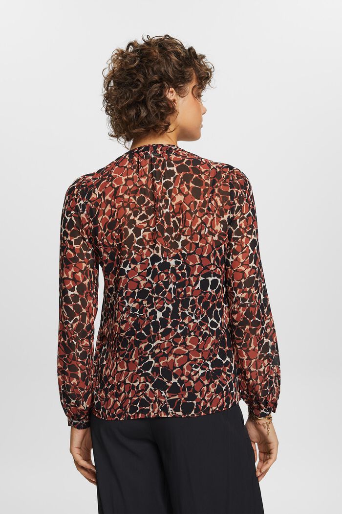 Gerecycled: chiffon blouse met motief, RUST BROWN, detail image number 4