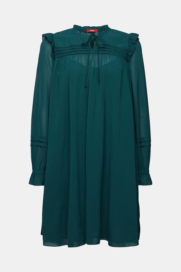 Mini-robe en crêpe chiffon, EMERALD GREEN, detail image number 6