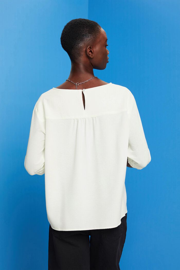Crêpe blouse met elastische mouwboorden, OFF WHITE, detail image number 3