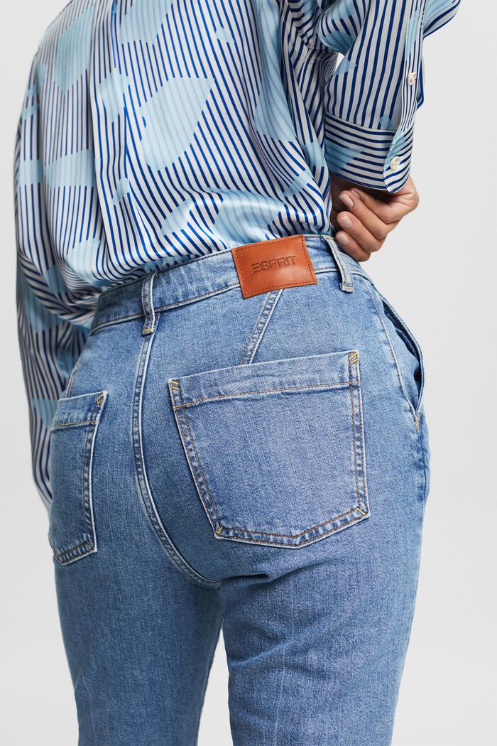 Slim jeans met hoge taille, BLUE LIGHT WASHED, detail image number 4