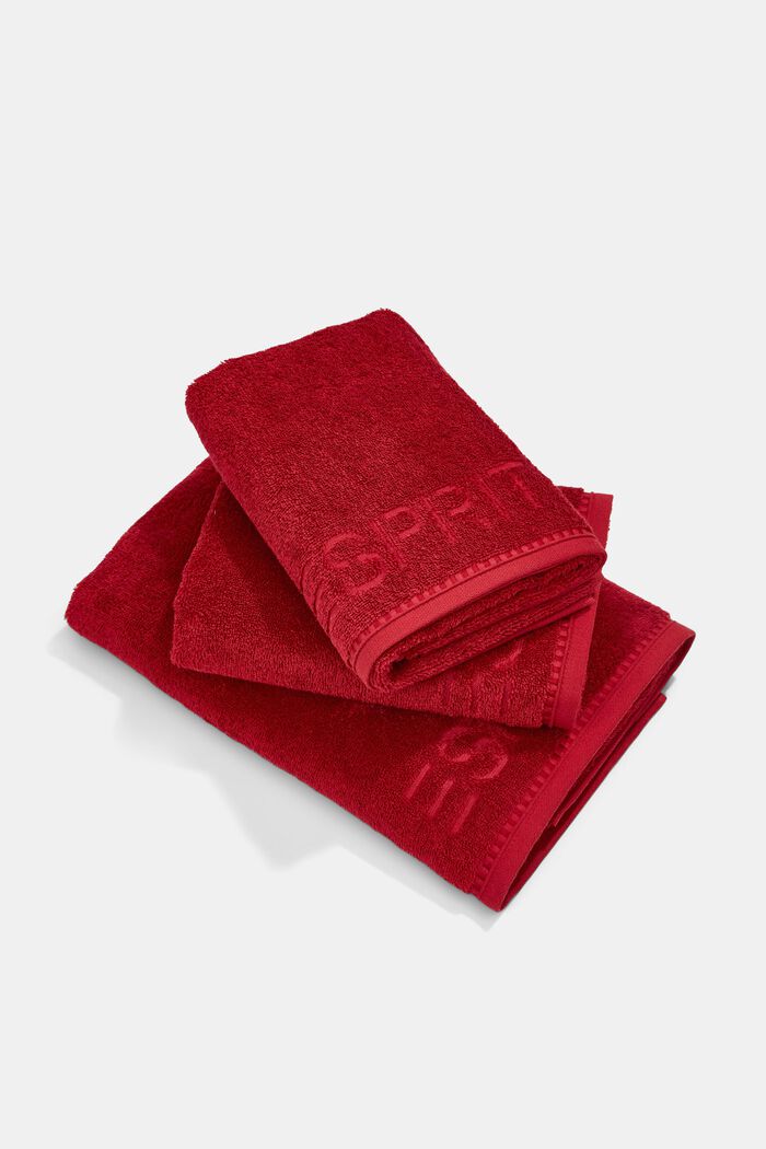 À teneur en TENCEL™ : le lot de 3 serviettes en tissu éponge, RUBIN, detail image number 0