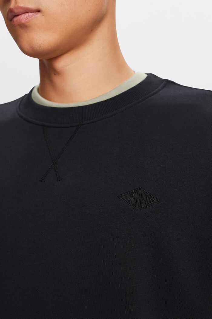 Sweatshirt met logoborduursel, BLACK, detail image number 1