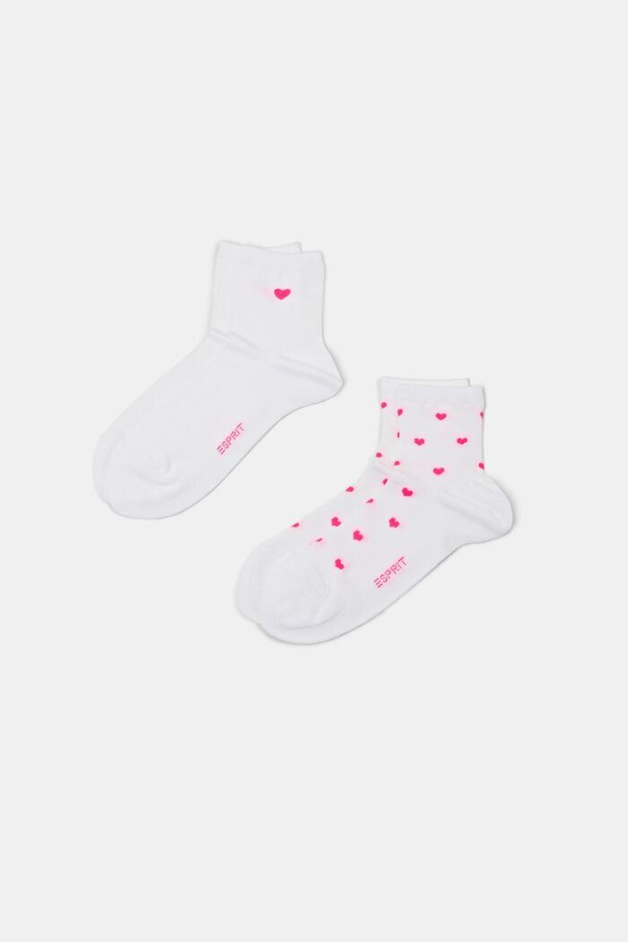 Set van 2 paar sokken met hartjesprint, OFF WHITE, detail image number 0