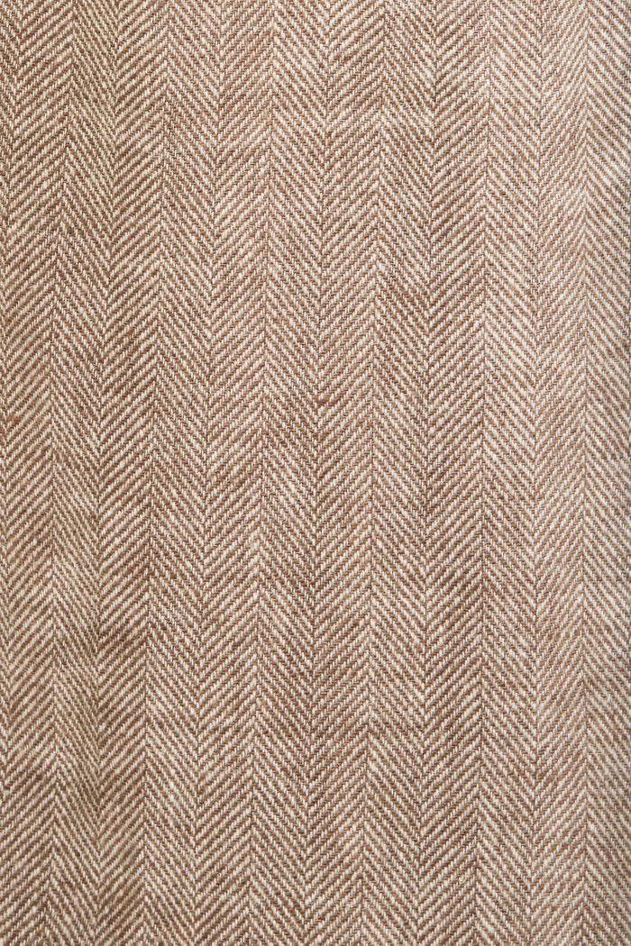 Broek met visgraatmotief van een mix met katoen en linnen, DARK BROWN, detail image number 6